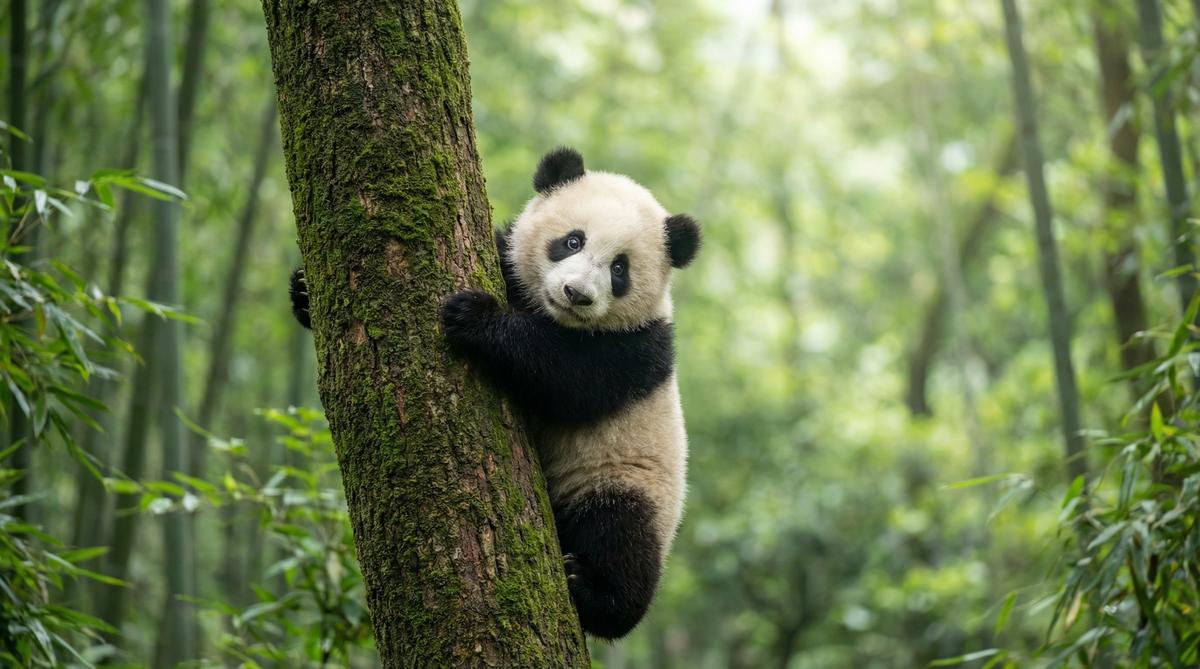 黄色仓库熊猫视频 - 爬树探险